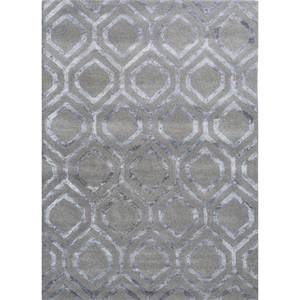 Alfombra de Lana y Viscosa con Diseño Geométrico Gris y Negro, Hecha a Mano, para el Hogar, Modelo TR-14615 - Product Image 1