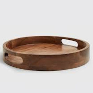 Nouveauté tendance : Plateau de service circulaire en bois, taille personnalisable, emballage sur mesure pour la maison, l'hôtel et le restaurant - Product Image 4