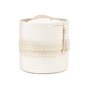 Panier en macramé décoratif pour la maison en corde de coton avec fini tissé parfait pour l'organisateur de stockage de salle de bain élégant - Product Image 4