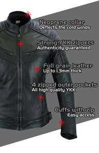 Veste en cuir véritable pour hommes, blouson de motard noir, chaud, imperméable, respirant et écologique, pour l'équitation décontractée au quotidien - Product Image 2