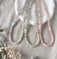 Collier d'été personnalisé en perles d'eau douce faites à la main, couleur douce, avec breloque coquillage et pierre naturelle réglable, bijoux pour femme