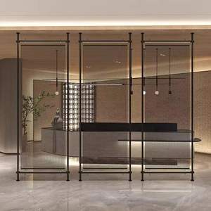 Cloison <span class=keywords><strong>d</strong></span>'écran en acier inoxydable à grille minimaliste en métal guerrier noir pour <span class=keywords><strong>rideau</strong></span> de séparation de salon <span class=keywords><strong>d</strong></span>'hôtel - Product Image 5