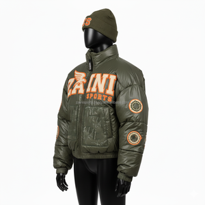 Women Winter Puffer <b>Jacket</b> High Quality Nylon Fabric Olive Green Custom Embroidered Logo Warm Outerwear Puffer <b>Jacket</b> for women - Product Image 4