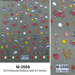 Autocollants 5D en relief pour nail art - Motifs Smily, Arc-en-ciel, Astronaute et Scarabée - Décorations uniques en plastique 3D pour ongles - Product Image 2