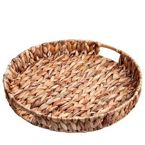 New Latest Design Handmade Water Hyacinth Serving <b>Tray</b> Wicker <b>Tray</b> for Breakfast <b>Drink</b> Coffee Plate <b>Tray</b> for Serving Fruit - Product Image 1
