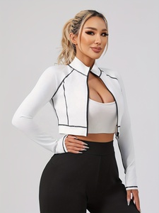 Standing collar zipper <b>yoga</b> wear women's sports tops fitness clothing long sleeve thin <b>jacket</b> running <b>Yoga</b> <b>Jackets</b> - Product Image 3