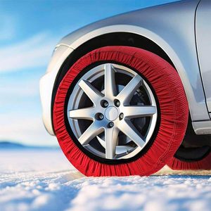 Set di 2 calzini da neve antiscivolo omologati EN16662-1 per auto SUV 4x4 Minibus e furgoni lavabili in tessuto di sicurezza per adulti rosso - Product Image 3