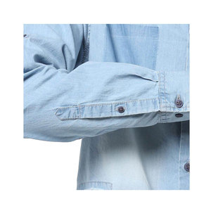 เสื้อยีนส์สไตล์ตะวันตกคลาสสิกสำหรับผู้ชายเสื้อยีนส์สำหรับผู้ชายผ้ายีนส์ธรรมดามีกระเป๋าลายมุก - Product Image 6