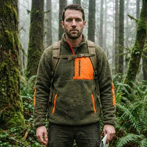 High Pile <b>Sherpa</b> <b>Fleece</b> Pullover Men's Winter Warm Outdoor Tactical Sweatshirt with Contrast Nylon Patches 100% Cotton - Product Image 5