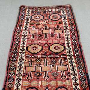 Turkish Vintage <b>Runner</b> Rug 3.2x10.4 ft, <b>Red</b> Black Persian Wool Rug - Product Image 5