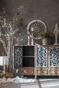 Modern French Antique Style Mango Wood Dining <b>Sideboard</b> with 4 Hollowed-out Carving Doors - Product Image 3