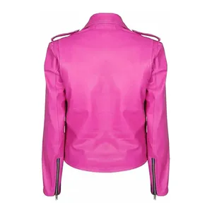 แจ็กเก็ตหนังของผู้หญิงเสื้อแจ็กเก็ตหนังระบายอากาศลายพื้นพร้อมซิปปิดสำหรับฤดูใบไม้ร่วง - Product Image 4