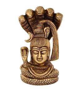 Laiton Shiva Visage Murti Seigneur Shiva Idols Shiv Murti pour la maison Puja Mahakala Bhairav Mahakal Bhairava, 500 gm - Product Image 1