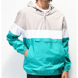 OEM personalizado gráfico pantalla impresión contraste colores frontal solapa bolsillo Anorak chaquetas bajo MOQ High Street moda chaqueta para los hombres - Product Image 1