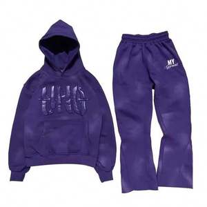 Ropa de calle con capucha de alta calidad para hombre 100% algodón personalizado para conjunto de chándal con pantalones de chándal para Unisex - Product Image 5