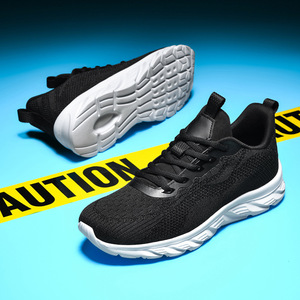 Wholesale Custom Casual Running Shoes Black Fly Knit Upper <b>Height</b> <b>Increasing</b> Breathable Soft EVA <b>Insole</b> Men's Sports Sneakers - Product Image 2