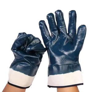 Doublure en maillot robuste <span class=keywords><strong>Gants</strong></span> de travail enduits de nitrile bleu entièrement enduits Manchette de sécurité <span class=keywords><strong>Gants</strong></span> en nitrile résistants aux produits chimiques résistants à l'huile - Product Image 1