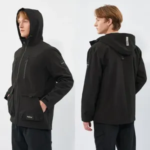 Veste de protection unisexe à capuche sportive en plein air résistant à l'eau plusieurs poches à fermeture éclair poignets Velcro impression réfléchissante - Product Image 2