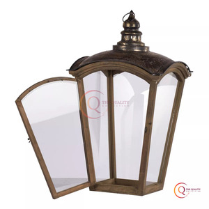 Linterna de madera con tapas metálicas Mango de alta calidad Colgando Tarros de velas únicos con forma y tamaño únicos - Product Image 2
