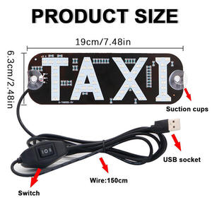 ไฟแสดงสถานะแท็กซี่ติดกระจกหน้ารถ 12V พร้อมสวิตช์เปิด/ปิด ไฟนำทางแท็กซี่แบบ LED - Product Image 4