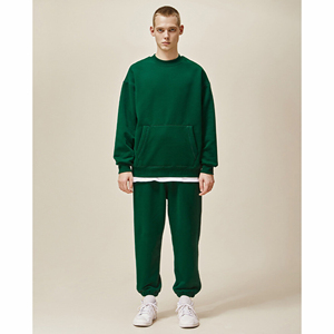 Ensemble de survêtement pour homme avec sweat à capuche zippé et pantalon de survêtement, couleur unie personnalisée, broderie, délavage à l'acide, effet délavé par le soleil, coupe évasée - Product Image 5