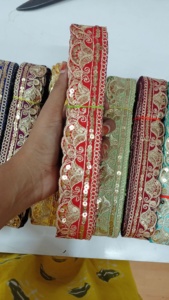 Encaje bordado floral colorido con patrones detallados Moda de alta costura para vestidos de novia y proyectos de manualidades DIY para bolsos de zapatos - Product Image 6