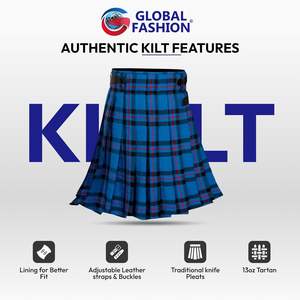 Kilt écossais pour homme, motif tartan moderne, longueur genou, plissé à l'arrière et sangles en cuir réglables, 2026 - Product Image 5