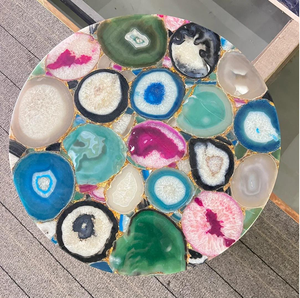 Table basse en agate ronde, table centrale en pierre précieuse de luxe faite à la main - Product Image 1