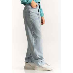 กางเกงยีนส์ขากว้างสไตล์วินเทจ รุ่น WM-JNS-WS24-004 ผ้ายีนส์ซักได้ ตกแต่งด้วยกระดุม - Product Image 2