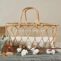 Lit de bébé en rotin naturel solide et écologique au design moderne pour enfants pour chambre à coucher, hôpital ou salon
