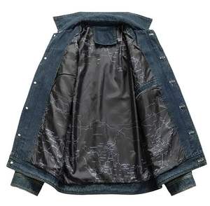 แจ็กเก็ตยีนส์โอเวอร์ไซส์สำหรับผู้ชายเสื้อโค้ทแฟชั่นสตรีทแวร์ซักได้ - Product Image 3