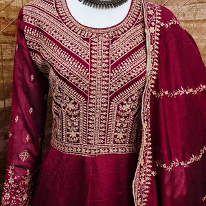 Tela de seda Premium de diseñador indio con trajes Dupatta Pink Salwar Kameez con trabajo de bordado de secuencia pesada calidad premium - Product Image 1