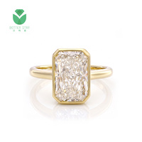 Bague solitaire classique Betterstar en diamant de laboratoire taille radiant, or jaune 18 carats, 3 carats D VVS, certifiée IGI, unisexe, pour fiançailles