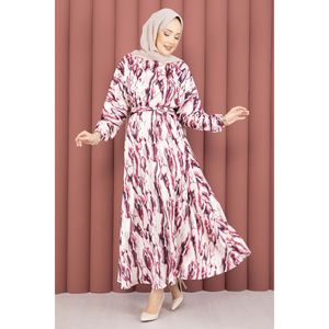Vestido Neva con Cinturón en Talla Única, Color Fucsia, Transpirable, con Estampado Floral, Informal, para el Día o para Salir de Fiesta, Tejido Mixto, Diseño Elegante y Sostenible - Product Image 5