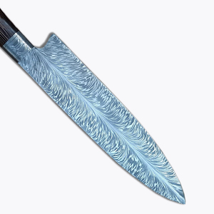 มีดเชฟใบมีดเหล็กดามัสกัสคุณภาพสูงสไตล์ญี่ปุ่นลายขนนก พร้อมปลอกหนัง - Product Image 3