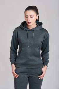 Ensemble pantalon et sweat à capuche avec cordon de serrage pour entraînement de fitness de grande taille 2 pièces vêtements de sport de couleur unie pour femmes survêtements - Product Image 5
