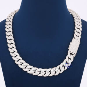 Completamente helado 22MM VVS cadena de eslabones cubanos de alta calidad 925 Plata personalizar Moissanite diamante collar de cadena cubana para ropa de fiesta - Product Image 2