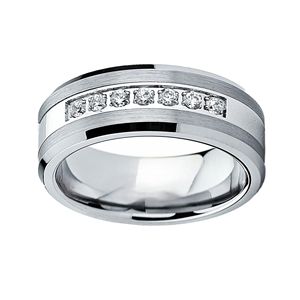 Metal Masters Tungsten Carbide Men's Engagement Wedding Band <b>Ring</b> with Center,<b>Cubic</b> <b>Zirconia</b>, Size 13 - Product Image 3