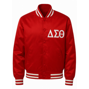 Blouson aviateur sur pied matelassé en satin doré personnalisé pour l'université de sororité brodé de lettres grecques vêtements pour femmes - Product Image 4