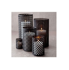 คุณภาพสูงหรูหราเชิงเทียนสําหรับตกแต่งตารางตกแต่ง Handmade AROMA ขายร้อนสีดําชุบทรงกลมรูใช้ - Product Image 1