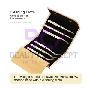 6Pcs Golden Color Highland Quality Fully Customized Made Straight Shaped Lightweight Eyelash Extension Grafted Tweezers - Product Image 2