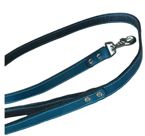 Pet Lead Personalized Fancy Navy Blue Color Solid Plain Leather Dog Leash With Brass Snap Hook For Dogs Pets Suppliers