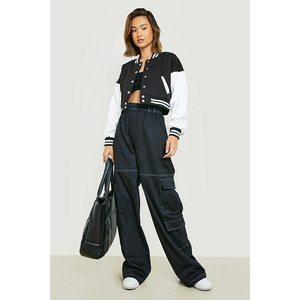 Women Crop Varsity Jackets Private Label Customizable Printed Waterproof <b>Quilted</b> Cotton High Quality Competitive Price Winter - Product Image 4