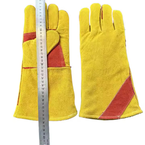 Guantes de soldadura de cuero dividido de piel de vaca servicio OEM guantes de soldadura de protección de manos de alta exigencia anticorte mejor fabricación - Product Image 2