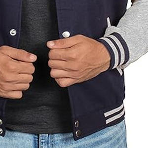 Veste universitaire à col montant pour hommes grande taille, logo personnalisé, vente en gros, utilisation en extérieur, avec manches en même matière - Product Image 4