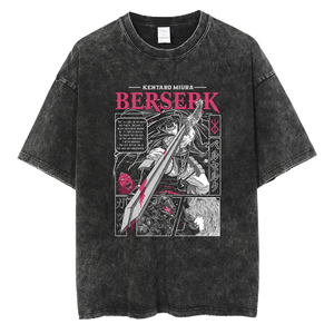 เสื้อยืดพิมพ์ลายอะนิเมะสำหรับผู้ชายเสื้อยืดโอเวอร์ไซส์เสื้อยืดวินเทจฟอกสีเสื้อยืดสตรีทฮาราจูกุเสื้อแขนสั้นผ้าฝ้ายทรงหลวม - Product Image 2