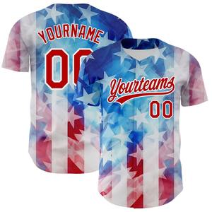 Conjunto auténtico y transpirable de Jersey de béisbol con bandera americana 3D real blanco rojo personalizado de la industria deportiva de Pakistán - Product Image 1