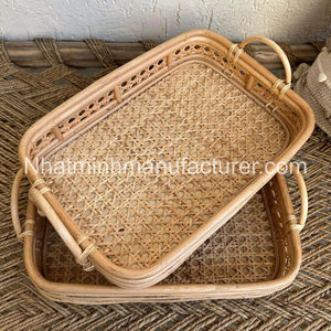 Vente en gros plateau de service en rotin et osier fabriqué à la main plateau rectangulaire en rotin décor de table salon hôtel restaurant - Product Image 1