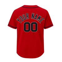 Camiseta de béisbol con cuello en V, transpirable, de verano, talla grande, con botones completos, sublimada, con rayas de equipo, personalizada al por mayor