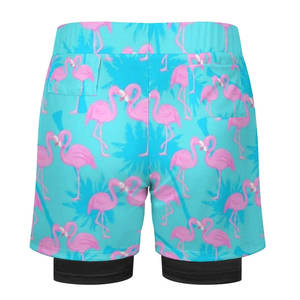 กางเกงขาสั้นชายหาดแห้งเร็วของผู้ชายชุดว่ายน้ำเล่นเซิร์ฟผ้าคอตตอน100% พร้อมเอวสีทึบและปิดด้วยเชือกรูด - Product Image 6